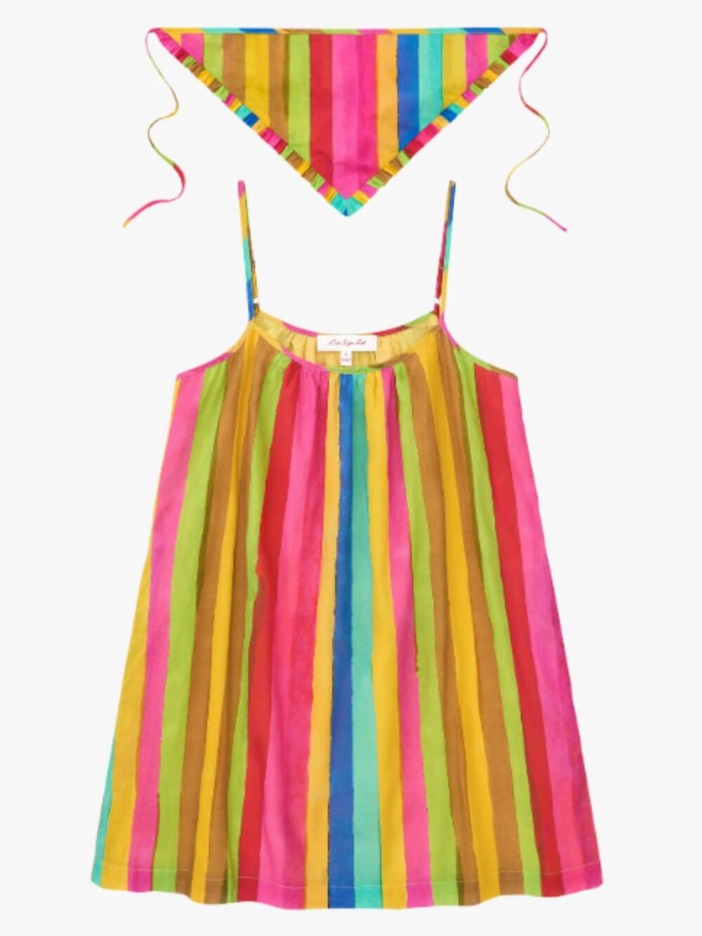Lisa Says Gah Bright Multicolor Striped Sundress with Matching Headscarf - Picture 6 of 6